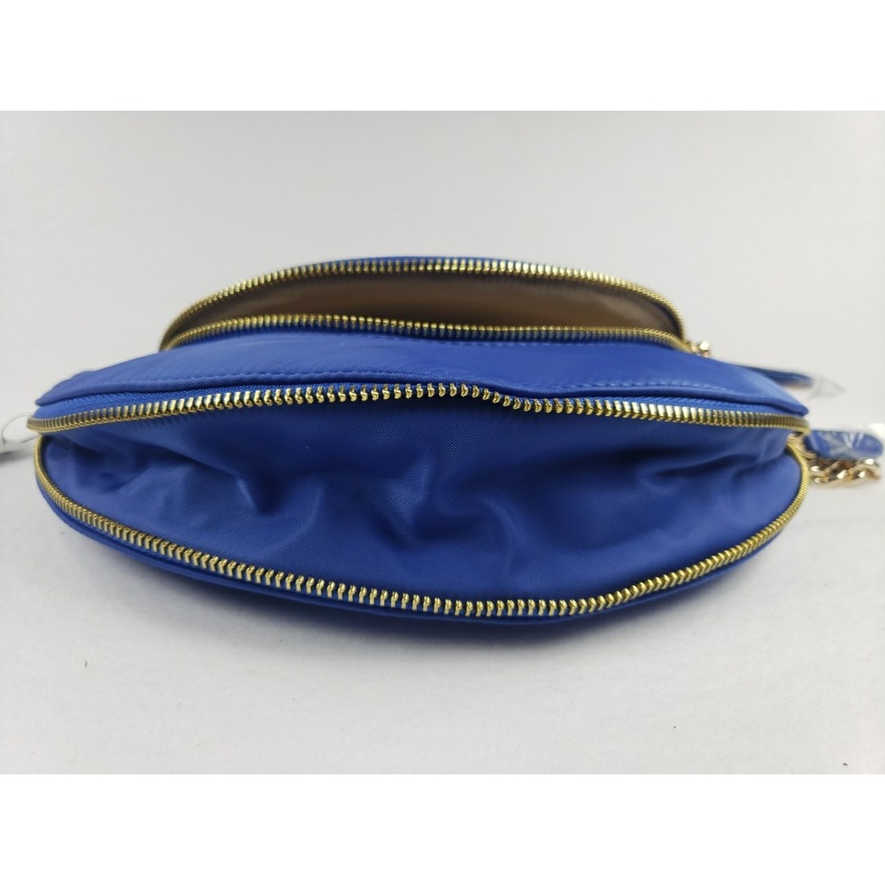 Chico's Crescent Crossbody Bag Bright Blue Gold Hardware Chain Handle Xtra Strap - Picture 7 of 14